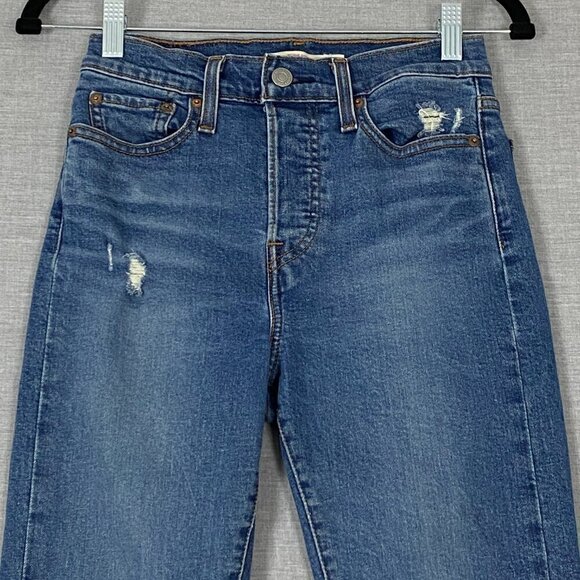 Levi's Wedgie Skinny Jeans High Rise Distressed Crop Button Fly Sz 26 - Picture 10 of 11